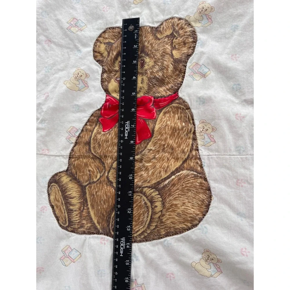 Custom Made Baby Quilt Teddy Bear Red‎ Bow Ruffles Handmade USA